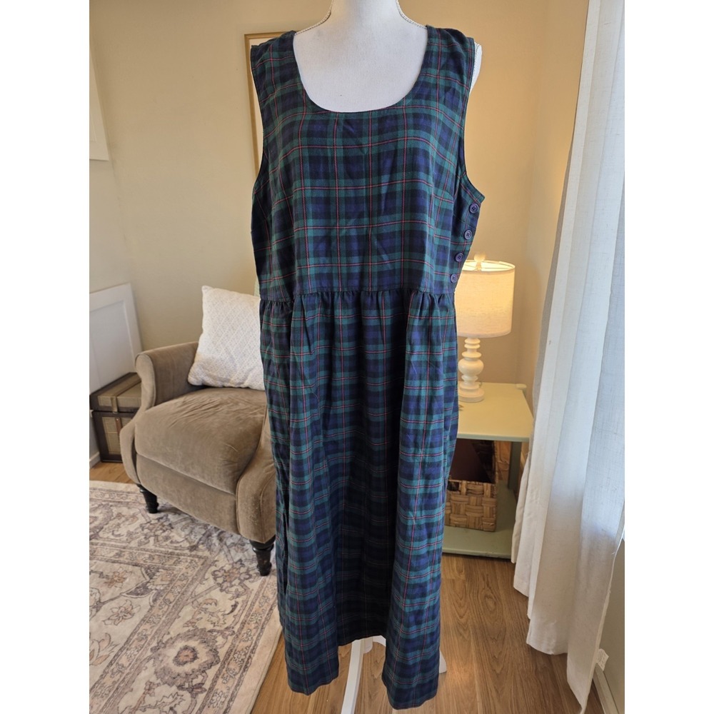 Nwt The Tog Shop Plaid Jumper Dress Midi Size Large Cotton Acadamia 90s Style